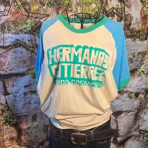👕 Hermanos Gutierrez Graphic Band Ringer Tee — White/Blue/Green — Sz XL / J